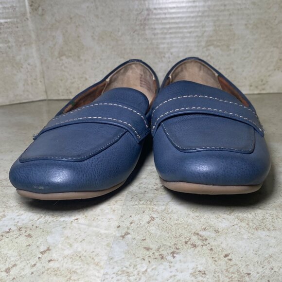 B.O.C. Womens Navy Blue Faux Leather Loafer Flats Comfort Casual Preppy Academia - Picture 4 of 8